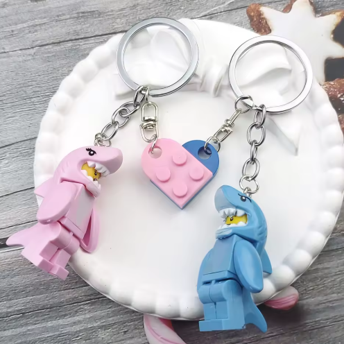 Shark Girl & Shark Boy Matching Keychains