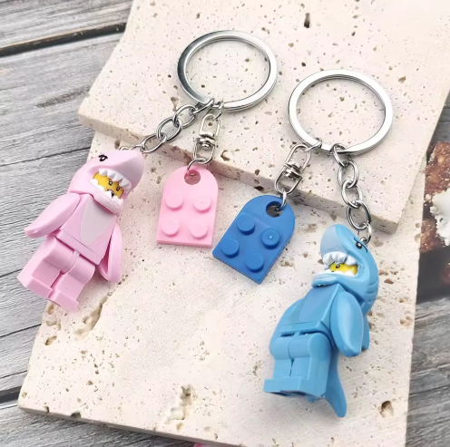 Shark Girl & Shark Boy Matching Keychains