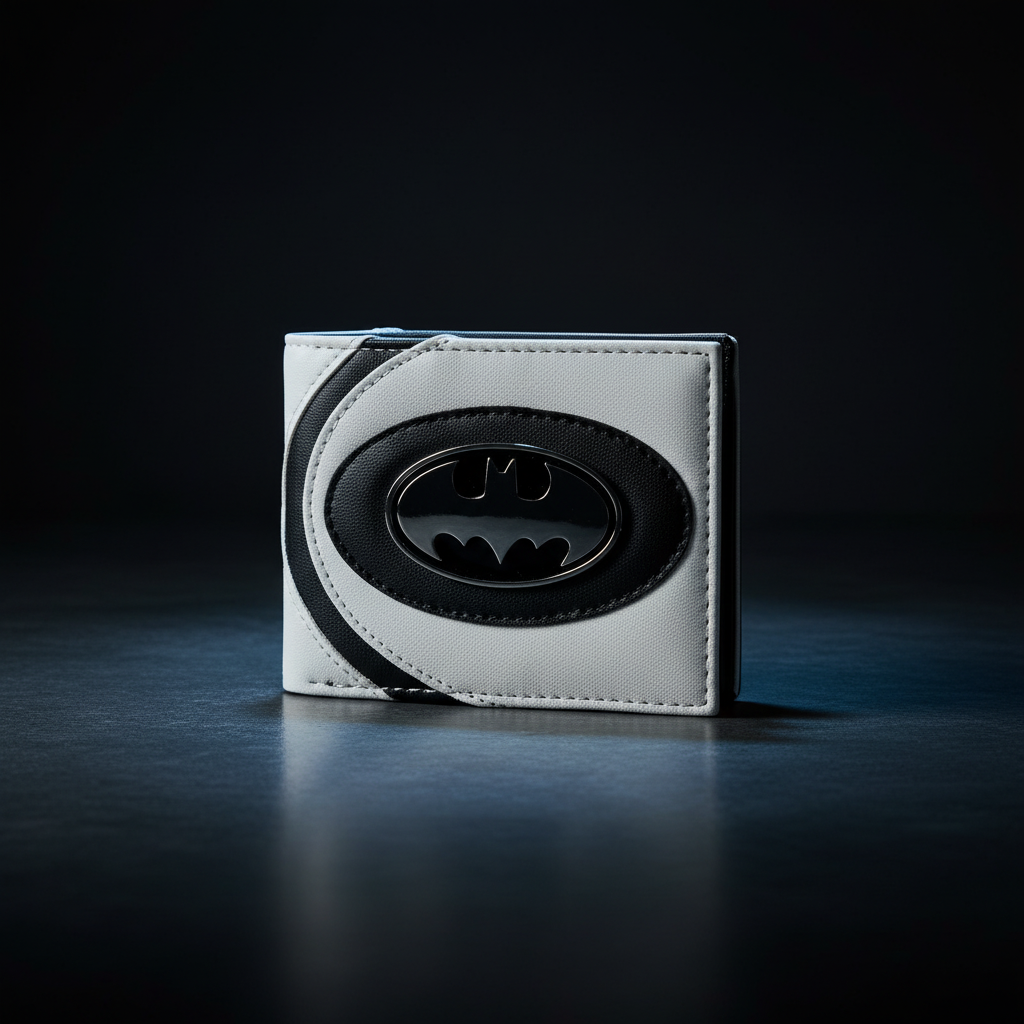 White Batman Wallet Back Logo Shot