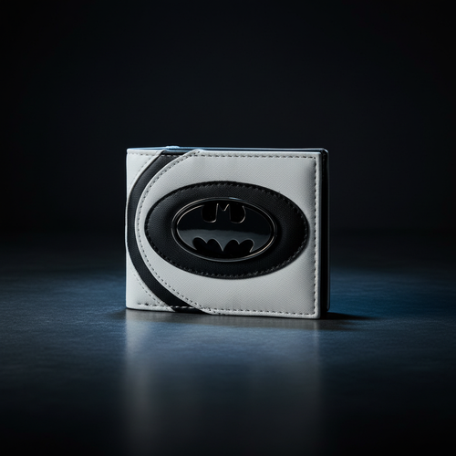 White Batman Wallet Back Logo Shot